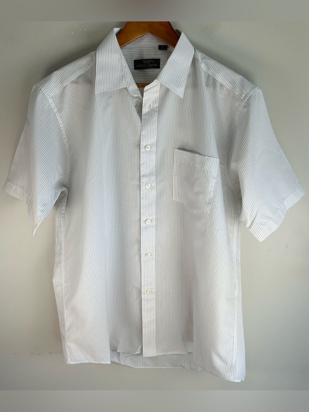 Giorgio Armani Le Collezioni Men's Shirt Size 17.5 Short Sleeve Cotton Vintage